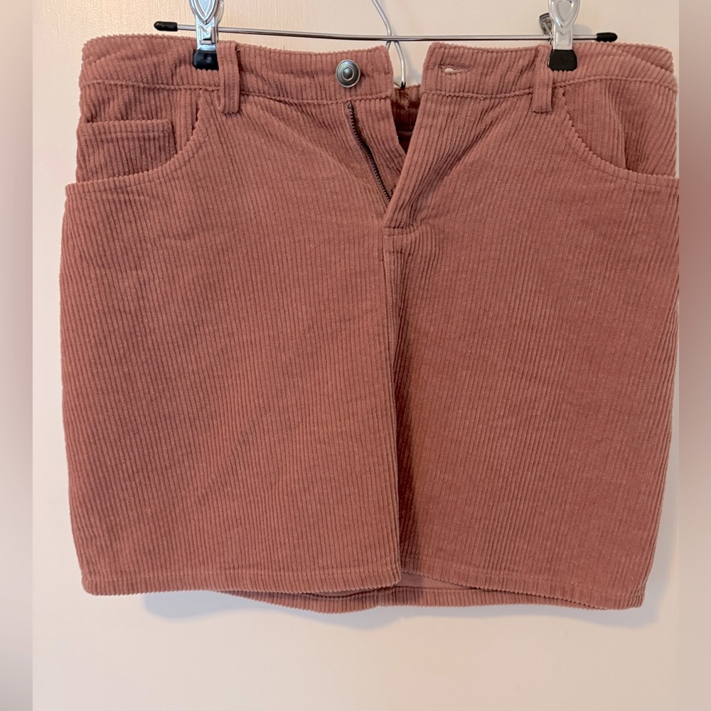 Spring Corduroy Mini Skirt in Dusty Pink